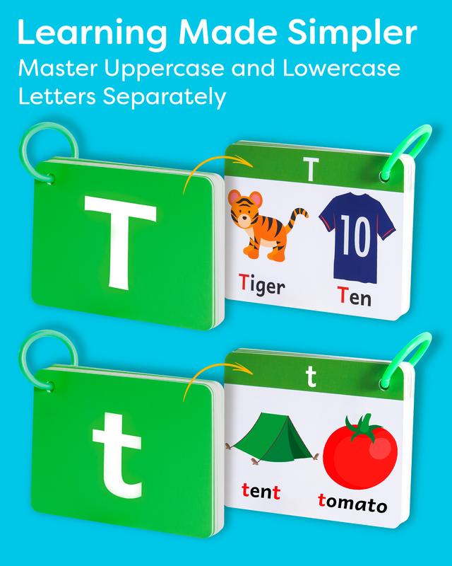 Alphabet Flash Cards - ABC Jumbo Flash Cards for Kids Ages 3-6 - Lowercase & Uppercase Letter Recognition Learning Game - Designed by Teachers