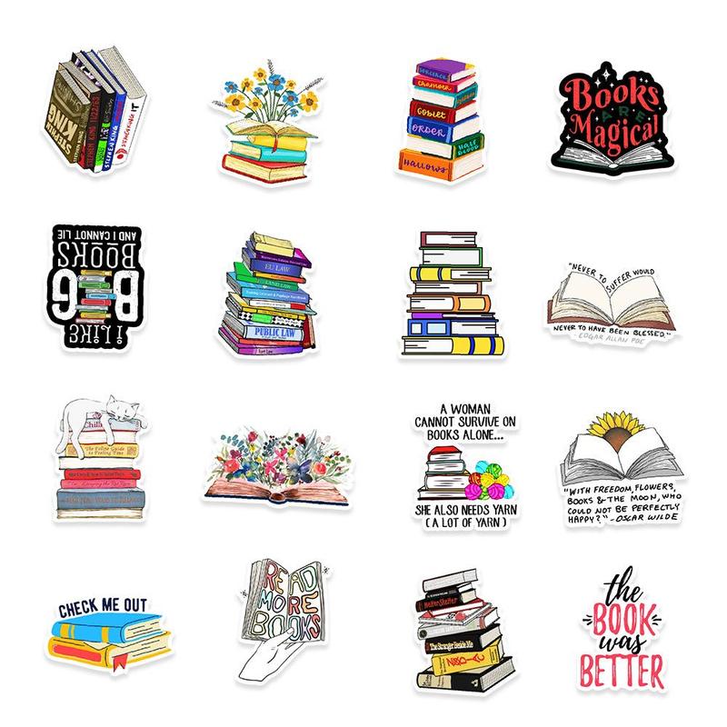 50pcs DIY Book Series Decorative Graffiti Sticker, Scrapbooking & Journal Making Material Paper, PVC Waterproof DIY Decorative Sticker For Stationery Computer Water Bottle