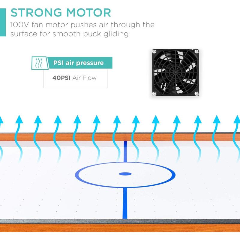 40in Portable Tabletop Air Hockey Arcade Table for Game Room w  100V Motor, Electric Fan, 2 Strikers, 2 Pucks