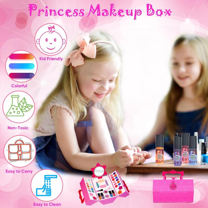 Christmas gift 50 Kids Makeup Kit Play Set for Girls, Real Washable Beauty Toys, Pretend Play Gift for Ages 5-cC