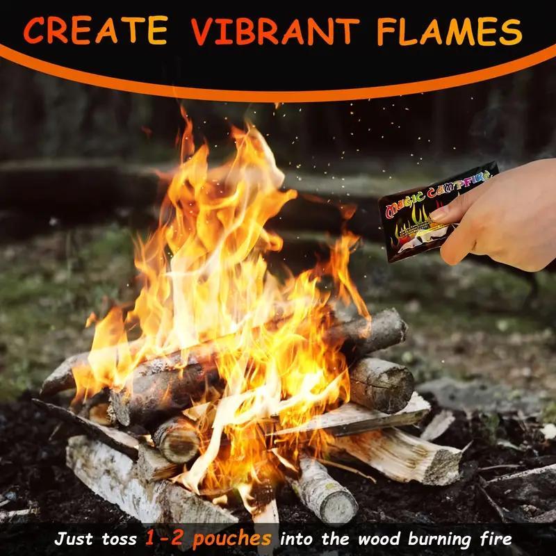 Mystical Magic Fire Packets, 3 Counts Color-changing Magic Flames, Easy-to-use Long-lasting Outdoor Campfire Essentials for Unforgettable Gatherings