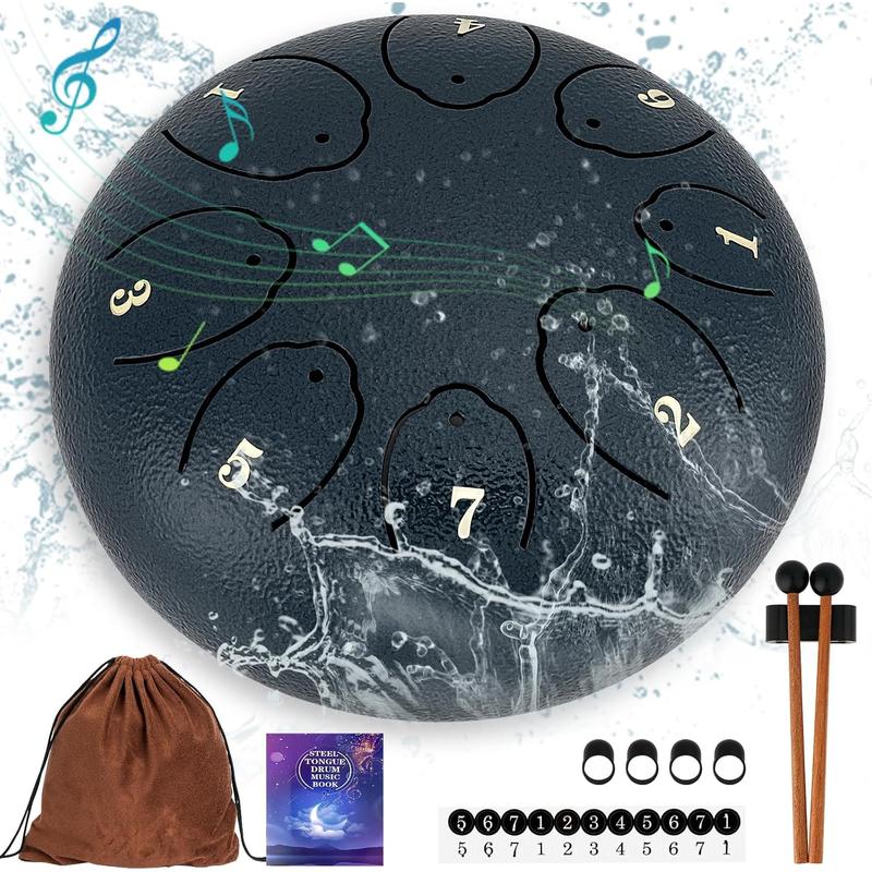 8 Notes Rain Drum for Outdoor Use, Sound Healing Meditation (Navy Blue) Snapstash