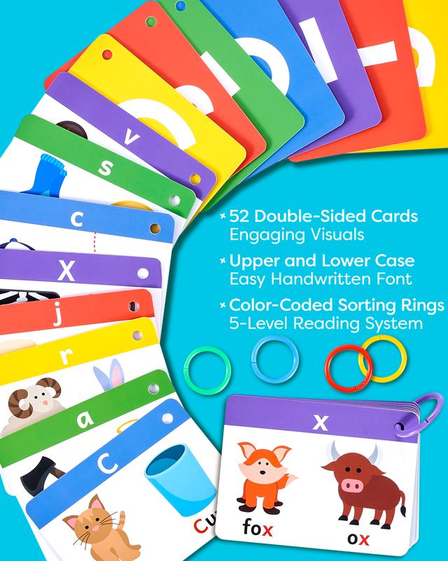 Alphabet Flash Cards - ABC Jumbo Flash Cards for Kids Ages 3-6 - Lowercase & Uppercase Letter Recognition Learning Game - Designed by Teachers