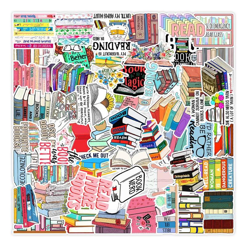 50pcs DIY Book Series Decorative Graffiti Sticker, Scrapbooking & Journal Making Material Paper, PVC Waterproof DIY Decorative Sticker For Stationery Computer Water Bottle