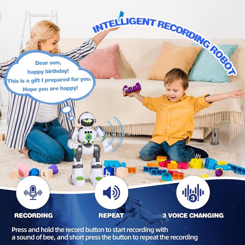 Robot Toys Gift for Kids: Remote Control Robot Programmable Robot with Record Voice Music Dancing Gesture Control, for Toddler Boys and Girls