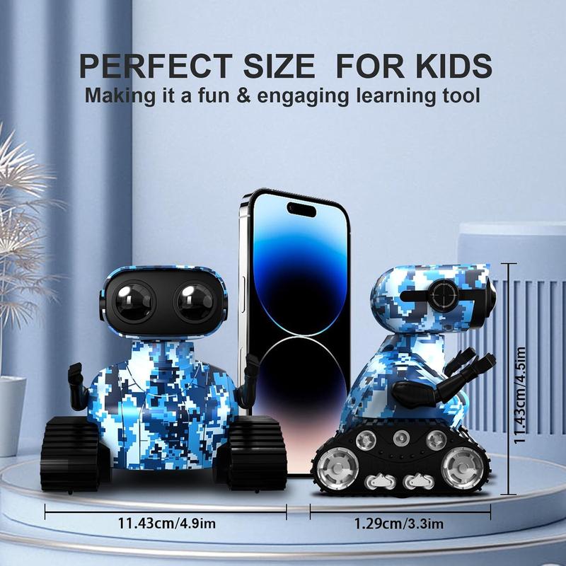 Rechargeable Robot Toy for Boys | RC Remote Control with LED Eyes, Dance Moves, Music | Gifts for Kids Age 3 4+ Boost Imagination and Motor Skills(Navy Blue)