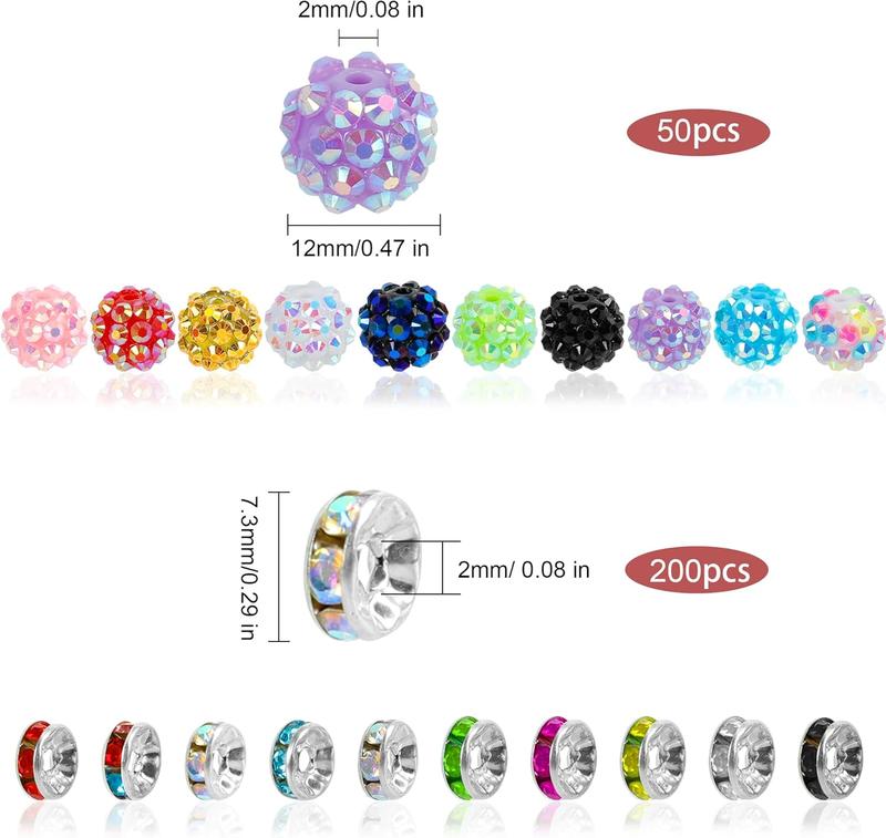 50 Rhinestone Beads and 200 Spacer Beads, Beads for Pens, Beads for Beadable Pens, Beads for Bracelets