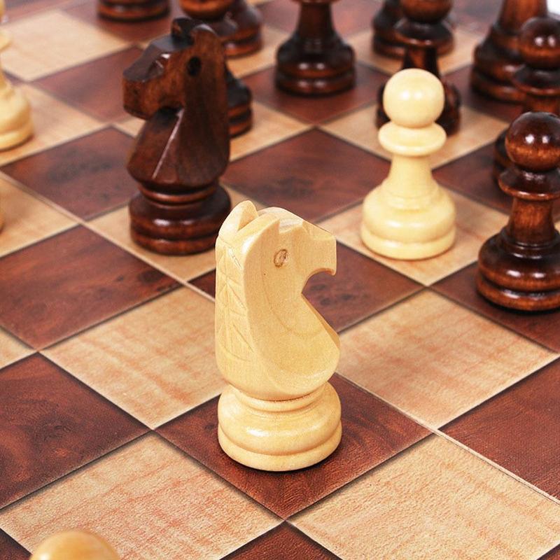 Wooden Chess Set, 1 Set 3 In 1 Chess Game, Checkers Backgammon Set, Classic Chess Pieces Board Case, Board Game for Family, Friends, Adults, Christmas Gift