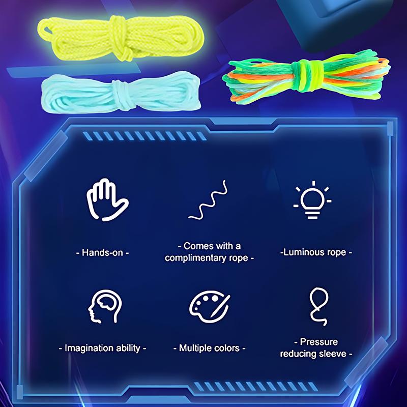 The Original Glow-In-The-Dark String Shooter Toy w  Dual Built-in UV Blacklights - Safe Fun Adult & Kids Rope Launcher Christmas Gifts