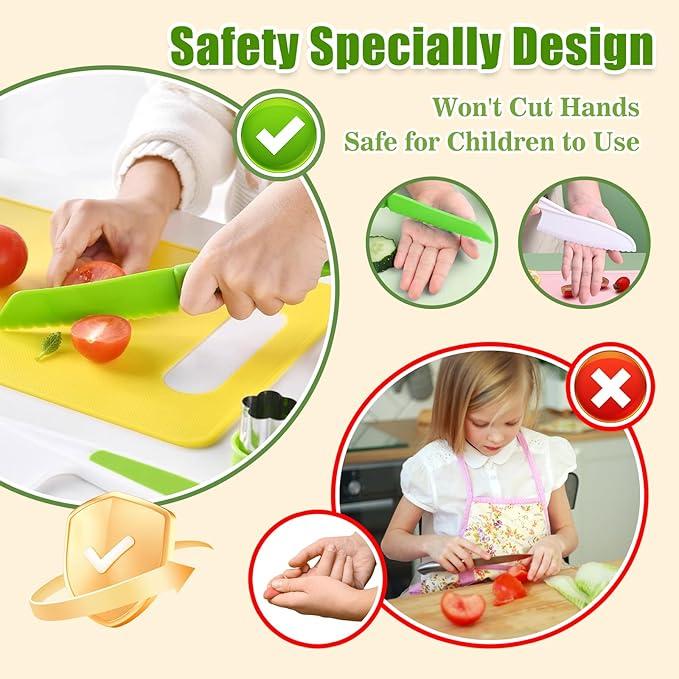 13 17 28 Counts Montessori Cooking Set:Safe Culinary Tools For Kids,Foster Skills And Fun,Baking Toy Toddlers Wooden Knives With Cutting Board Fruit Vegetable Crinkle Cutter y Peeler Sandwich Cutters,Realistic Play Food Set,Pretend Play Sets for Girls