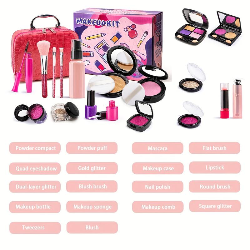 21PCS Play Makeup Set for Kids, Complete Cosmetic Kit with Bag for Imaginative Play, Perfect Birthday and Christmas Gift for Little Girls Ages 3, 4, 5, 6, 7, 8+