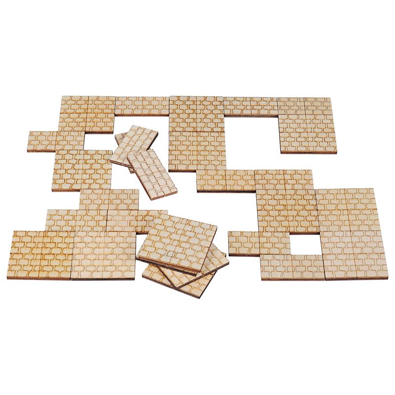 Dungeon Stone Square Floor Tiles (Set of 24) Wooden Laser Cut Modular Terrain 1