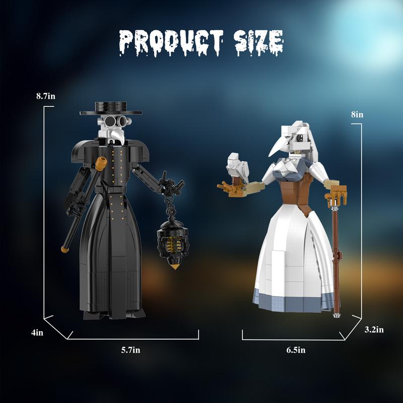 2024 Newest Plague Doctor Couple Figure Building Blocks Set, Perfect Halloween Toys and Gifts for Fans and Kids, Black Friday Deals (500 pcs)