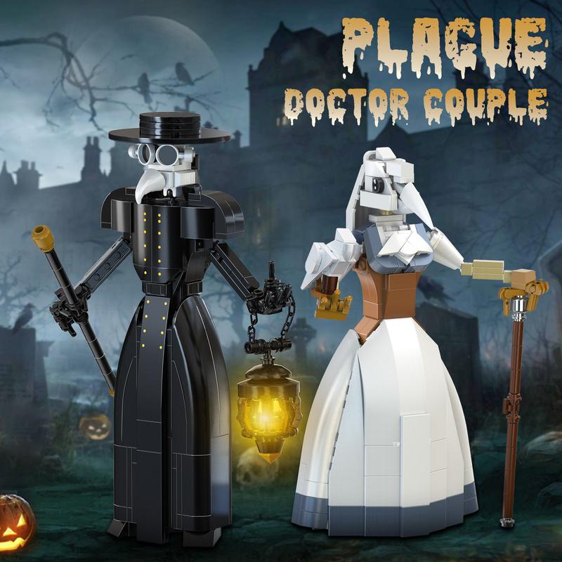 2024 Newest Plague Doctor Couple Figure Building Blocks Set, Perfect Halloween Toys and Gifts for Fans and Kids, Black Friday Deals (500 pcs)