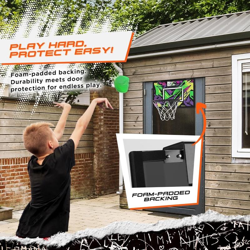 Over the Door Mini Basketball Hoop: 18x12 Shatterproof Backboard, 2 Mini Basketballs, and Hand Pump Included- Ultimate Indoor Basketball Accessory for  and Adults, No Tools Required