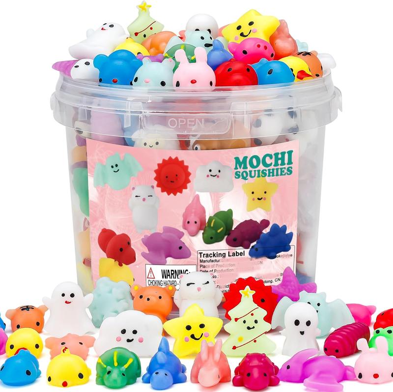 100 count Mochi Squishy Toys,Party Favors for Kids,Kawaii Squishies Stress Reliever Anxiety Toys, for Birthday, Halloween, Easter, Christmas,Classroom Prizes and Any Party Favor Sets