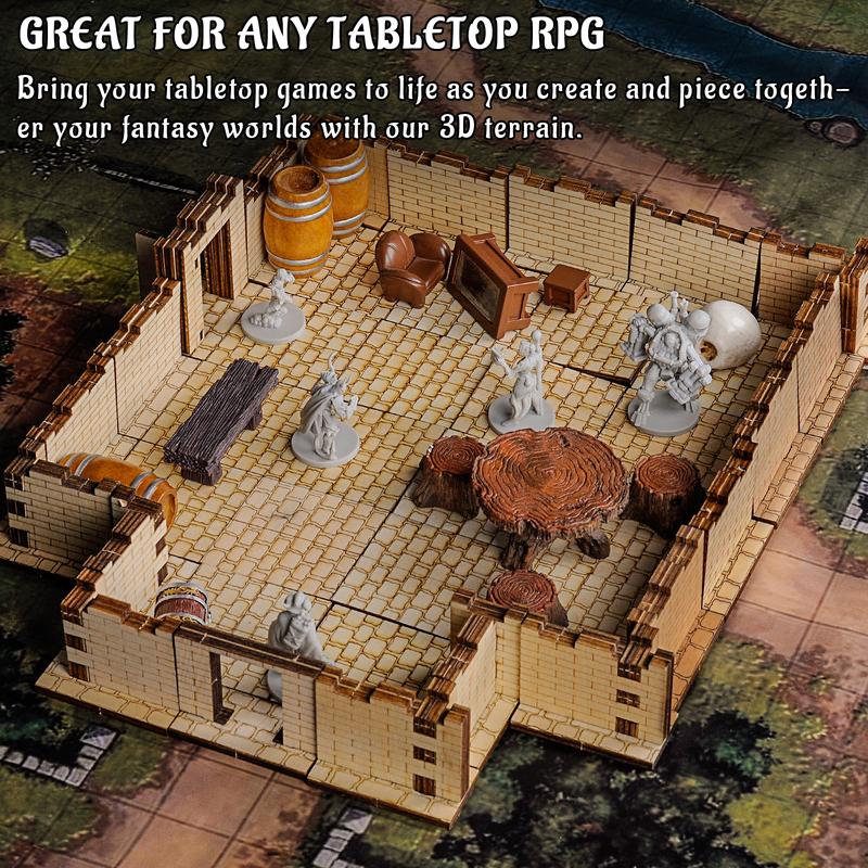 Dungeon Stone Square Floor Tiles (Set of 24) Wooden Laser Cut Modular Terrain 1