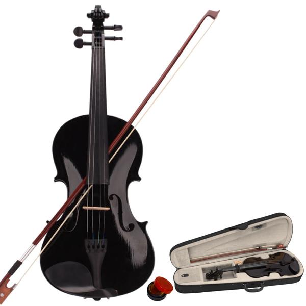 Vangoa 4 4 Violin Full Size Set Spruce Acoustic Violin Fiddle Beginner Kit for Adults Students Kids Teens with Hard Case, Rosin, Shoulder Rest, Bow, Strings,  Black