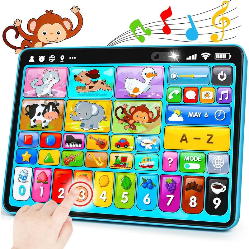 Learning Tablet for Toddlers 1-3 Trilingual Learning Toys with Music  Sound, Montessori Speech Therapy Toys for 1 Year Old Boy Girl Musical Baby Toys 12-18 Months STEM Toddler Toys Age 1-2 2-3 Gifts