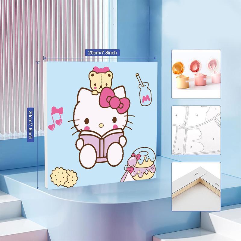 Cartoon Hello Kitty Pattern DIY Painting by Numbers Kit, 1 Set DIY Paint by Numbers Kit with Accessories, DIY Wall Art Painting for Beginner