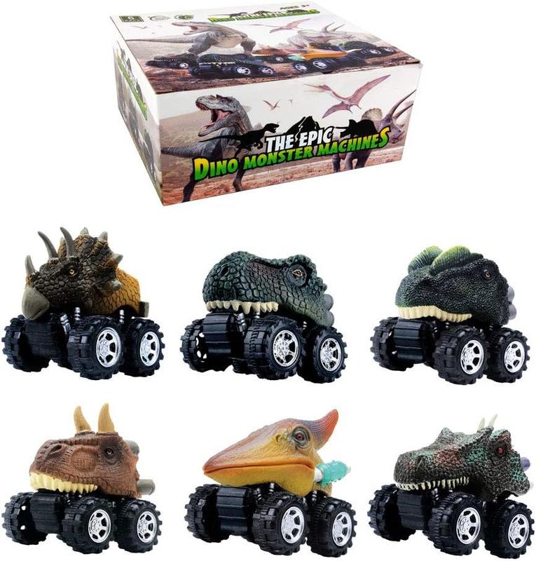 Dinosaur Toy Pull Back Cars 6 Pack Dinosaur Boy Toys Age 3,4,5,6,7 Dino T-Rex Games