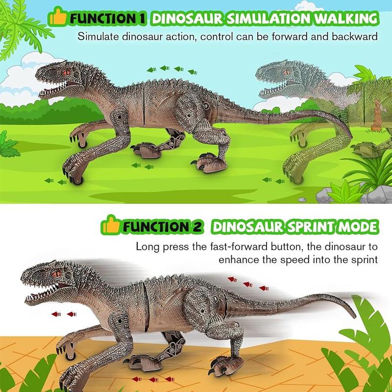 Remote Control Dinosaur Toy, 1 Set Rechargeable Jurassic Velociraptor Toy with Light & Roaring, Dinosaur Toy for Kids, Birthday Gift for Boys