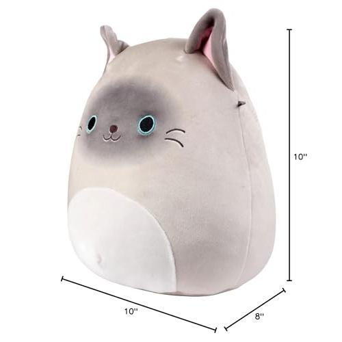 Squishmallows Original 10-Inch Felton The Siamese Cat - Official Jazwares Plush - Collectible Soft & Squishy Kitty Stuffed Animal Toy - Add to Your Squad - Gift for Kids, Girls & Boys