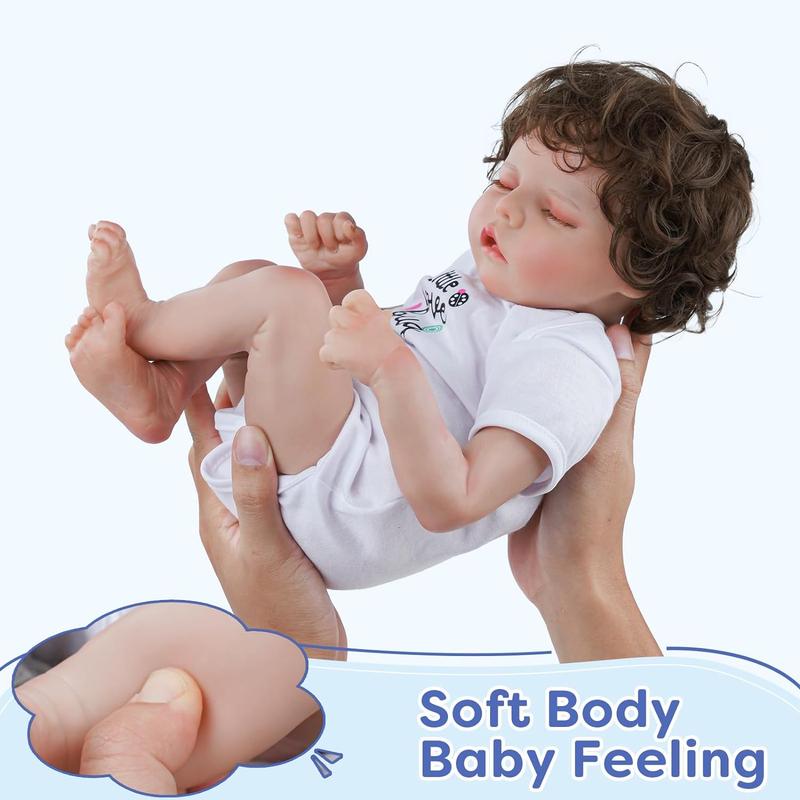 BABESIDE Reborn Baby Dolls - 17 Inch Baby Boy - Soft Body & Curls Realistic-Newborn Baby Dolls - Real Life Baby Dolls Cloth Body with Feeding Kit & Gift Box for Kids Age 3+