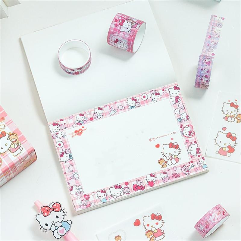 Cute Cartoon Sticker and Tape Sticker Set, Including 4 Sheet Sticker & 4 Rolls Tape Decals, DIY Decorative Sticker for Scrapbooking & Journal Making, Christmas Gift