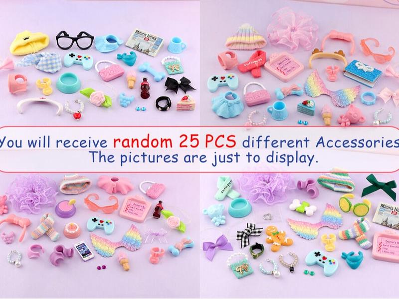 Diylpshome Accessories for lps Pets, (Random 25 pc) Hat Scarf Jacket Dress Bow Skirt Clothes Collar Foof and Drink Toy Accessories fit lps Cats and Dogs Fox Dragon Rabbit Pet Figure