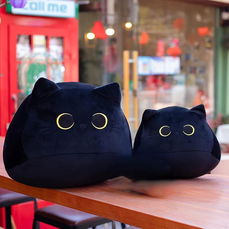 7-15inch Black Cat Pillow, Soft Plush Doll Black Cat Stuffed Animal, 3D Black Cat Plushies Pillow Baby Cute Plush Toys Shape Cat Design Sofa Fat Pillow Gifts bubble stuffedanimal