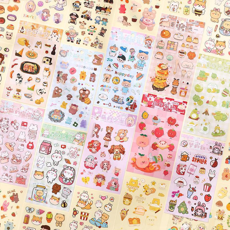 Cute Cartoon Animal Fruit Pattern Sticker (6 Counts), Waterproof Creative Sticker, Decorative Sticker for Scrapbook, Diary, Notebook