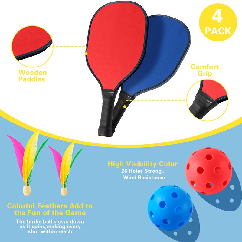 MOPHOTO Portable Pickleball with Net, A Racket Game That Combines Pickleball, Badminton, and Tennis, Backyard Games Sport Outdoor Indoor,Fun Games for Adults and Family