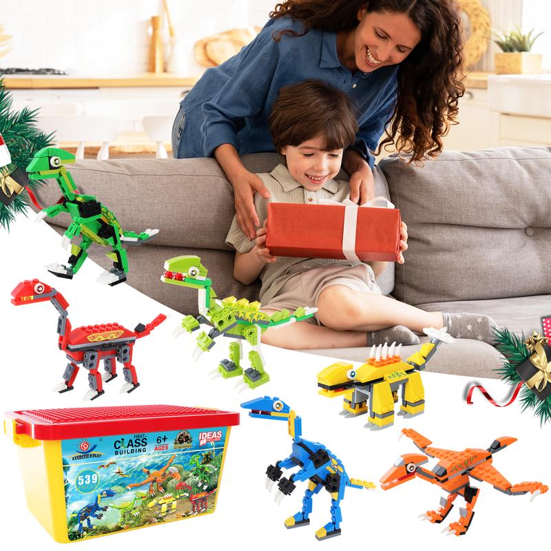 539-Piece Dinosaur Building Blocks Set – Creative DIY Construction Toys for Boys and Girls Ages 6+