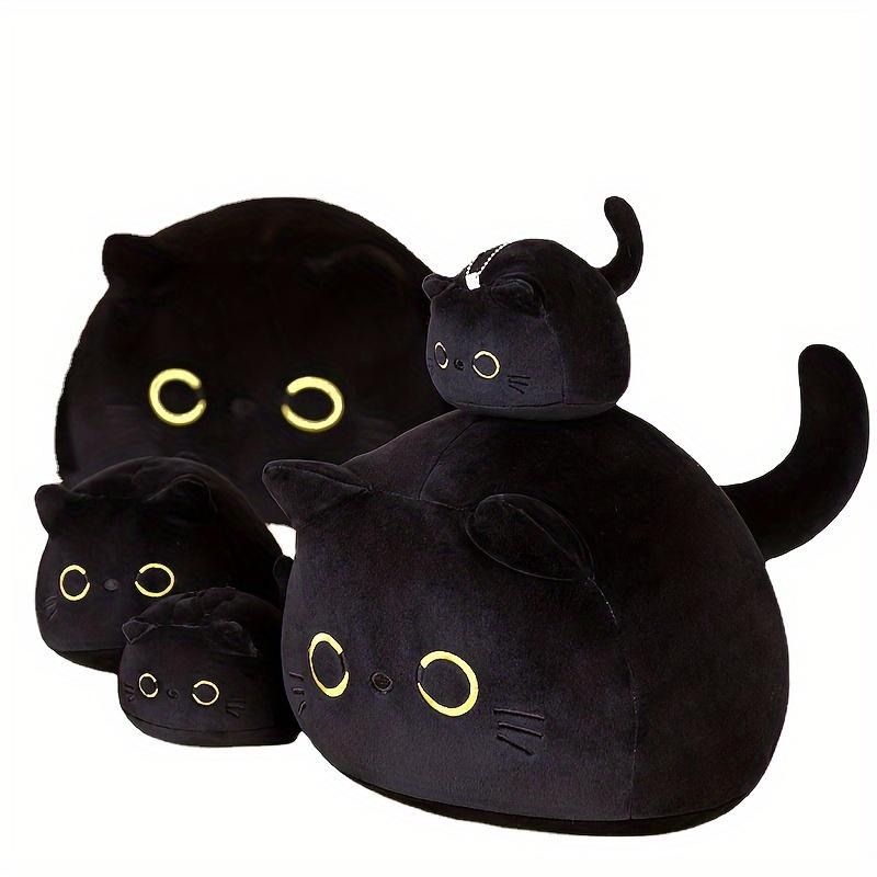 7-15inch Black Cat Pillow, Soft Plush Doll Black Cat Stuffed Animal, 3D Black Cat Plushies Pillow Baby Cute Plush Toys Shape Cat Design Sofa Fat Pillow Gifts bubble stuffedanimal