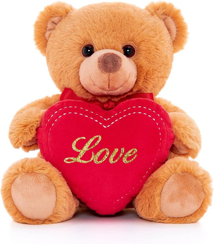 Stuffed Animal Teddy Bear, Holding Love Heart Plush Bears, I Love You Mom, Valentine's Day Gift, Love Gift for Mom, Girlfriends, Baby, 8 inches