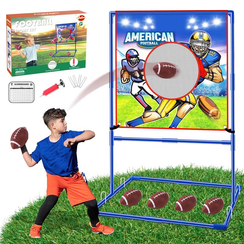 VATOS Football Toss Target Games with 4 Inflatable Footballs - Indoor Outdoor Backyard Throwing Sport Toy for Kids, Football Passing Targets Party Game for Boys Girls and Family Fun Play