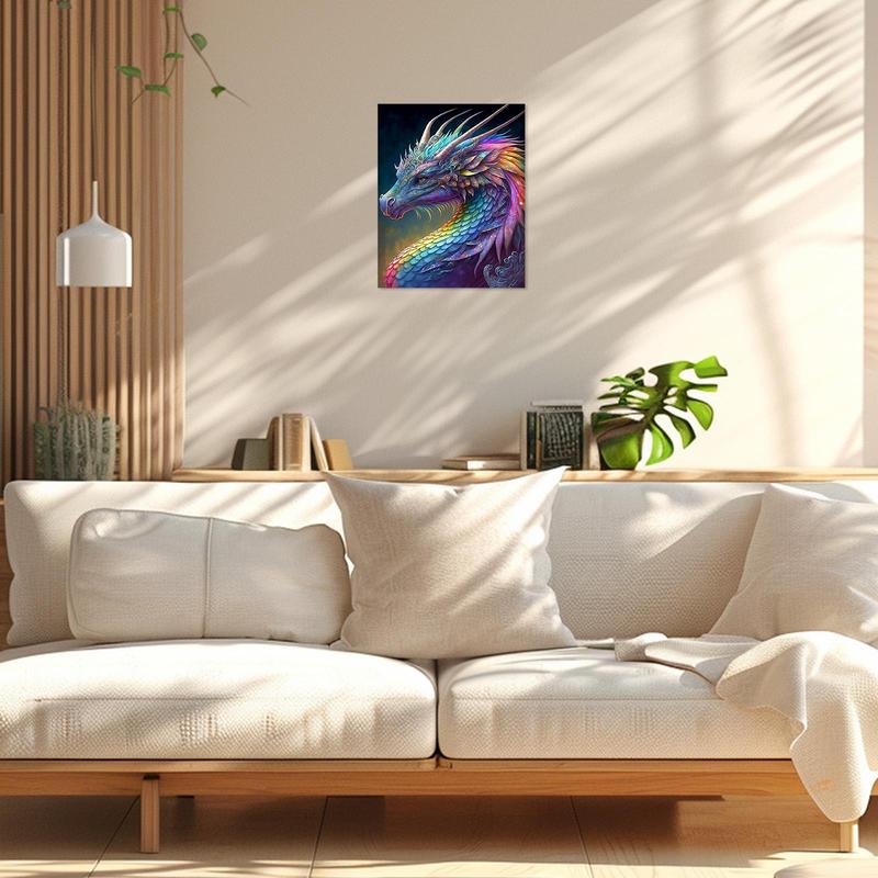 Dragon Pattern Number Painting Kit without Frame, 1 Set DIY Painting Kit with Brush & Paint, Wall Art Decor for Home Living Room Bedroom