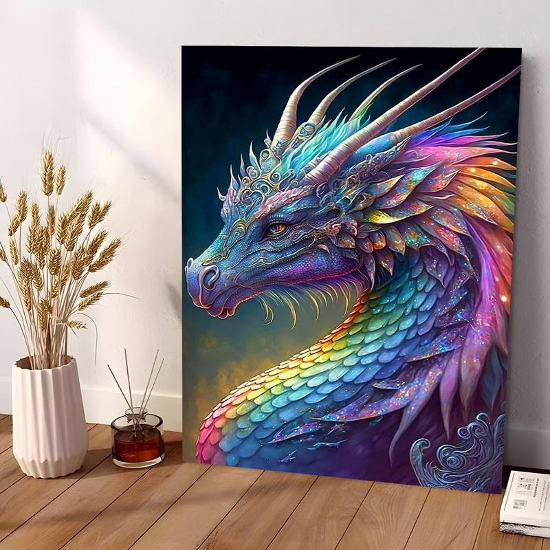 Dragon Pattern Number Painting Kit without Frame, 1 Set DIY Painting Kit with Brush & Paint, Wall Art Decor for Home Living Room Bedroom