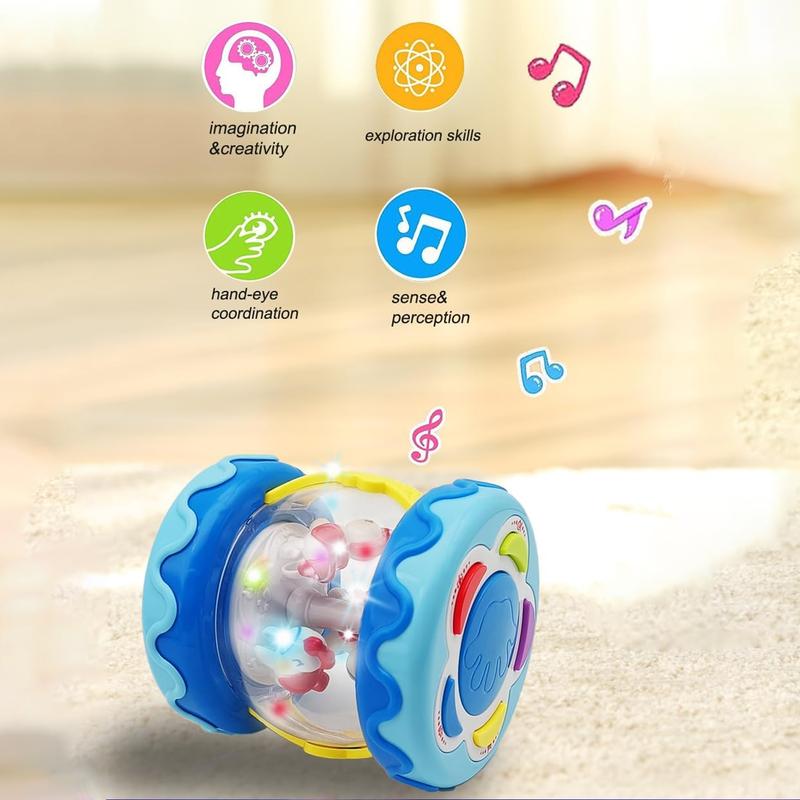 Light Up Musical Drum Toys for Boys Girls, 360 Degree Rotating Toy, Birthday Christmas Gifts