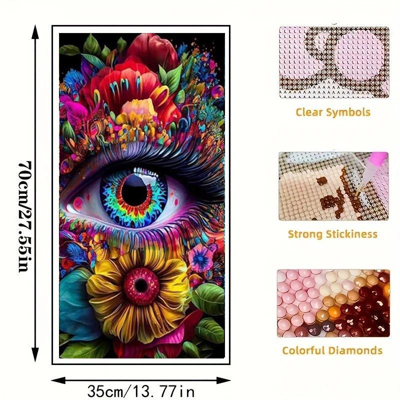 Artificial Diamond Painting Kit, Flower & Eye Pattern DIY Rhinestone Embroidery Set