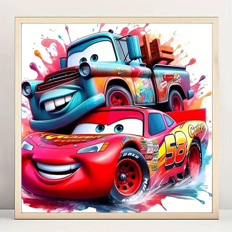 Cartoon Car Pattern DIY Diamond Arts Colorful Painting Kit without Frame, DIY 5D Diamond Arts Colorful Painting for Bedroom Home Wall Decor