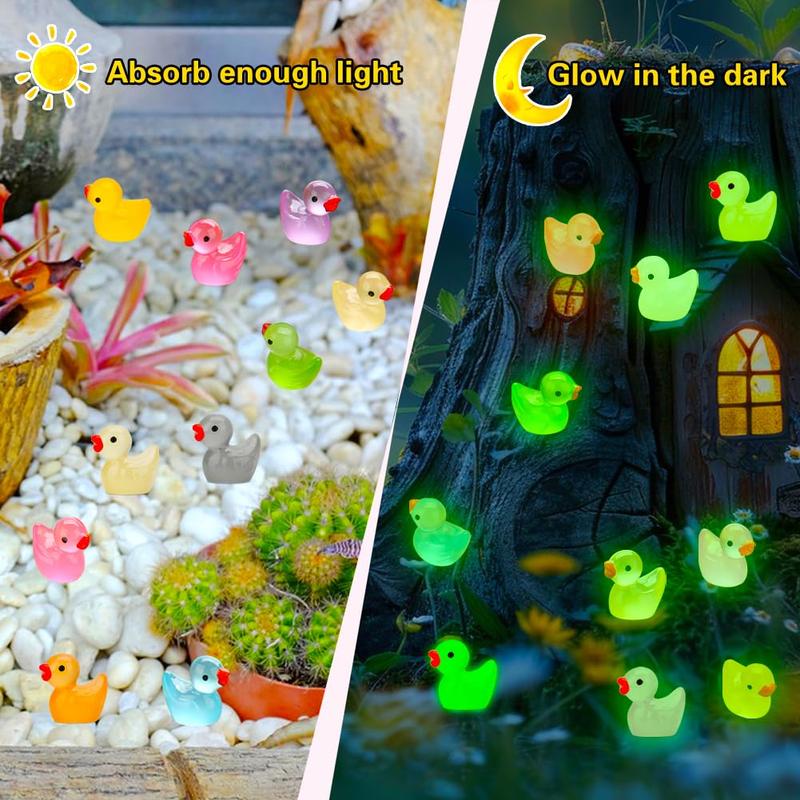 240pcs Luminous Mini Resin Ducks, Tiny Duck Bulk Glow in The Dark Small Plastic Miniature Ducks ， Craft Gifts Party Favors Toys