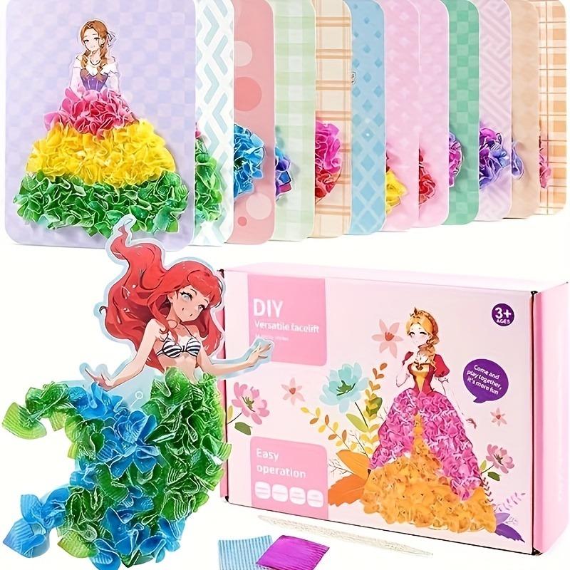 Fantasy Princess DIY Craft Kit with 12 Sticker Boards - Educational Dress-Up Puzzle Toy for Kids,Sensory Nanotopia Scissor Skills Set, Perfect Birthday & Christmas Gift