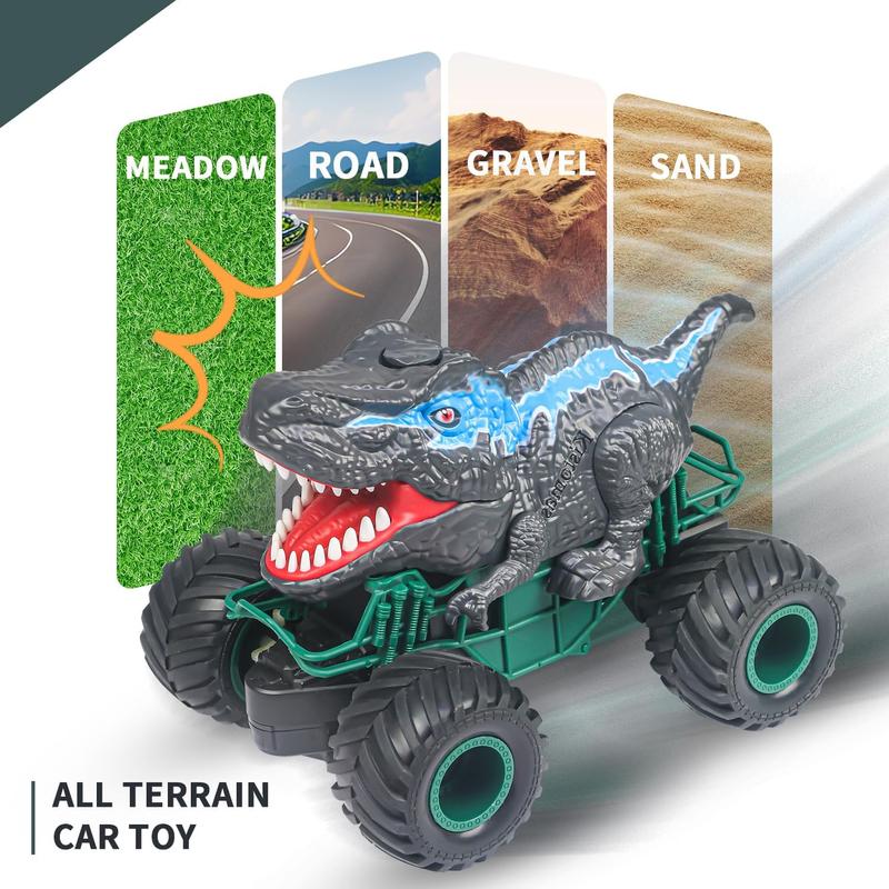 Dinosaur Remote Control Car, 2.4GHz RC Mega Monster Truck Toys for Toddlers, Dinosaur Toys with Light, Sound & Spray, Indoor Outdoor All Terrain Electric Toys for 2 3 4 5 6 7 8-12 Kids Boys