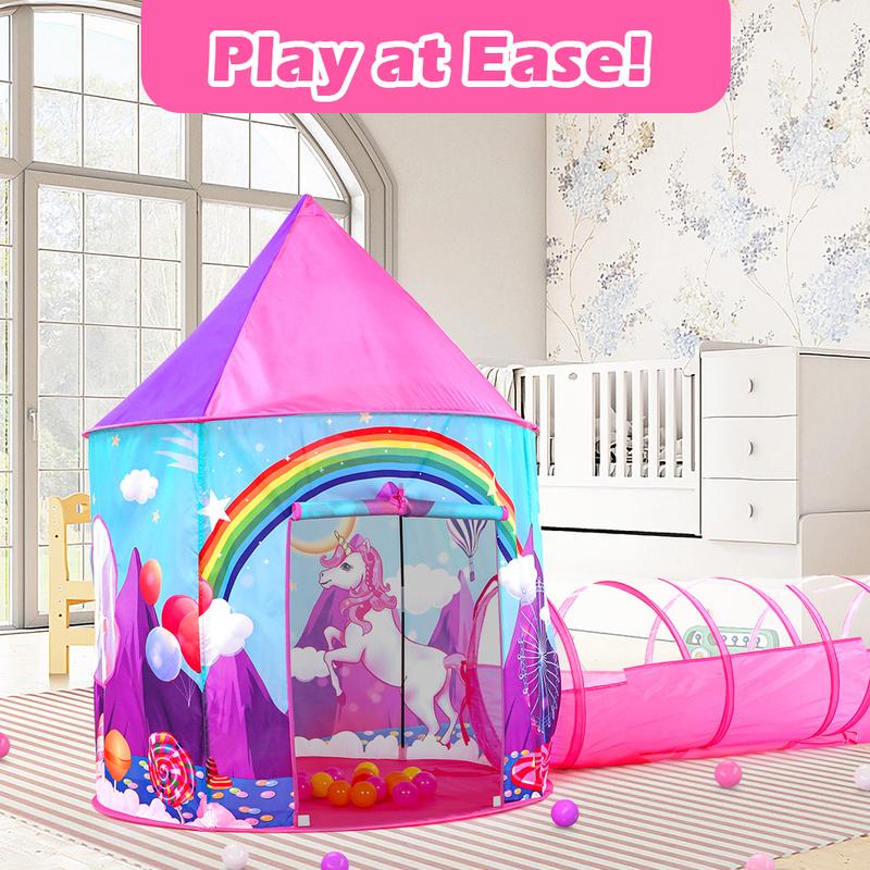 Princess Castle Playhouse Tent with Tunnel and Ball Pit - Perfect for Indoor and Outdoor Fun