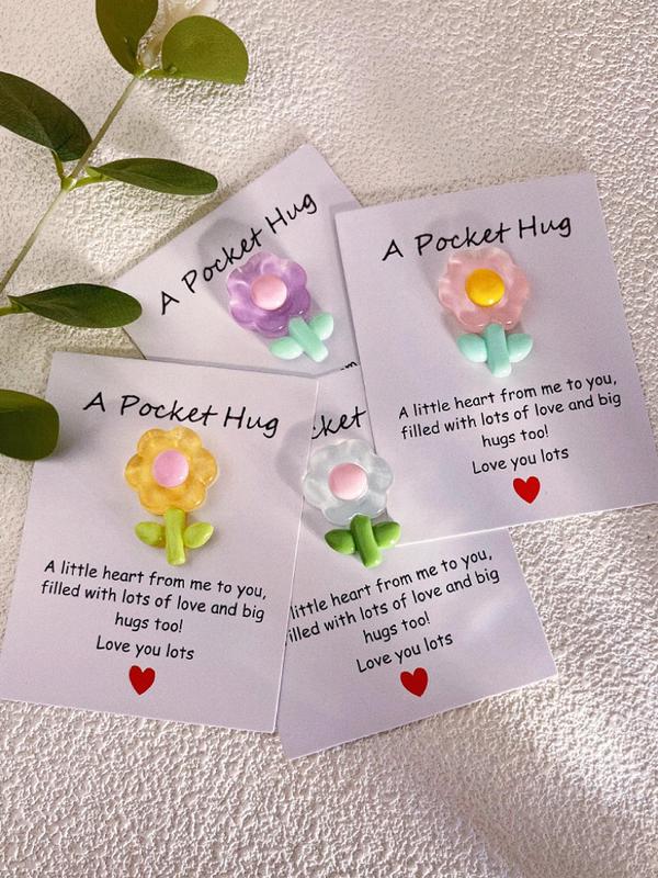 Flower Design Pocket Hug Card, Cute Flower Resin Jewelry Making Accessories, DIY Jewelry Making Supplies for Women & Girls