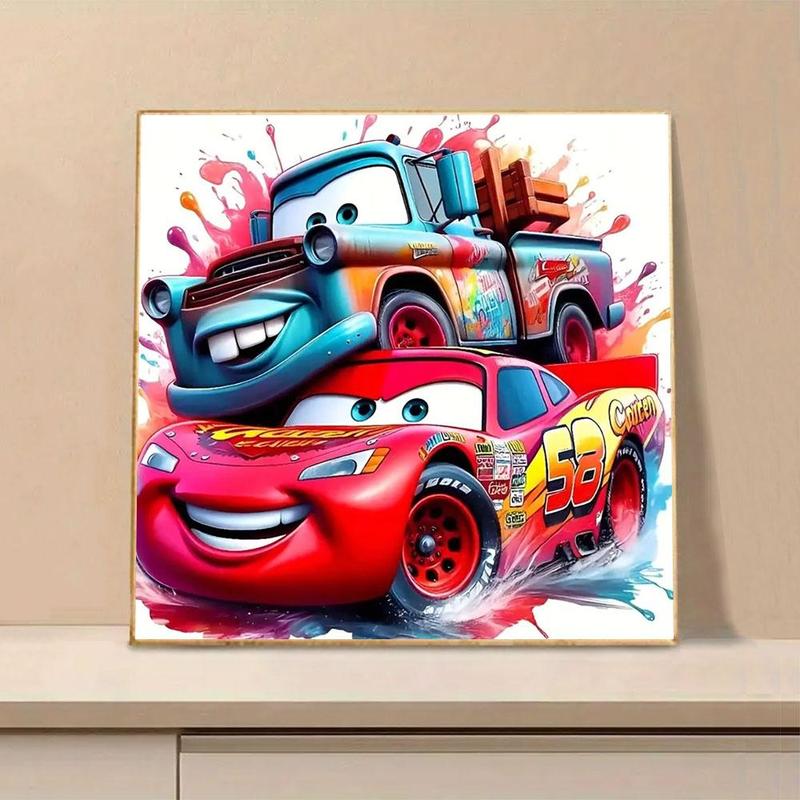 Cartoon Car Pattern DIY Diamond Arts Colorful Painting Kit without Frame, DIY 5D Diamond Arts Colorful Painting for Bedroom Home Wall Decor