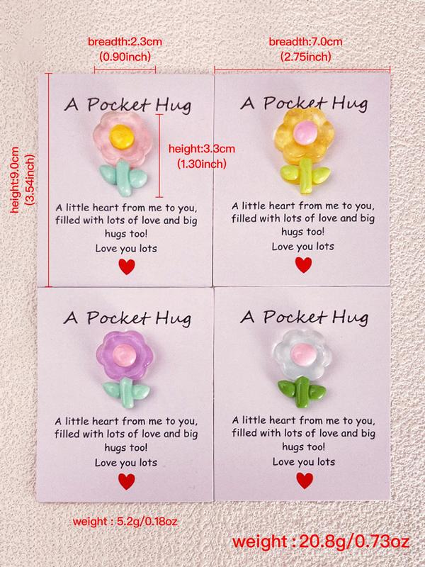 Flower Design Pocket Hug Card, Cute Flower Resin Jewelry Making Accessories, DIY Jewelry Making Supplies for Women & Girls