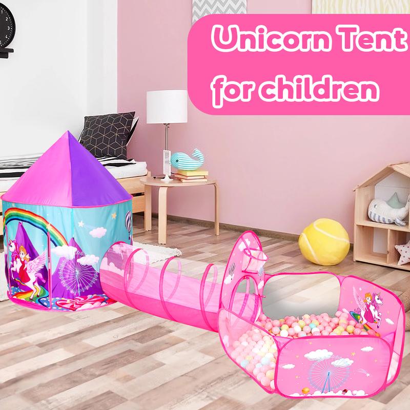 Princess Castle Playhouse Tent with Tunnel and Ball Pit - Perfect for Indoor and Outdoor Fun